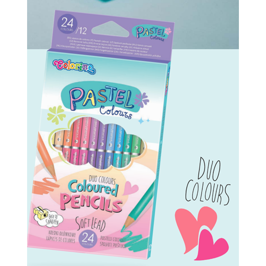 Pastel Coloured pencils 12 pcs / 24 colors